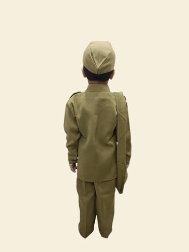 Image of BookMyCostume Indian Postman Dakiya with Classic Khaki Cap and Bag Community Helper Kids Fancy Dress Costume 10-12 years
