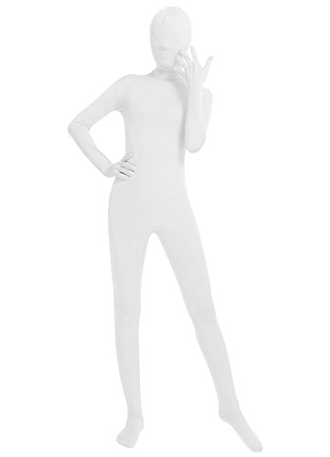 Ensnovo Womens Spandex One Piece Full Body Suits Zentai Costume White, M