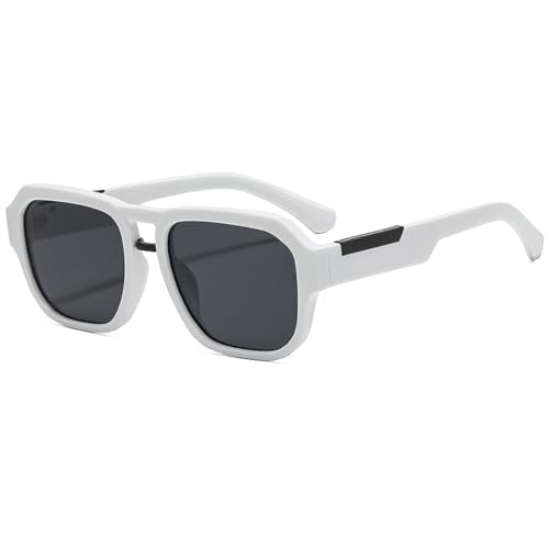 mincl Square Sunglasses Women Vintage Women Sun Glasses Fashion Shades For Women/Men UV400 (white)