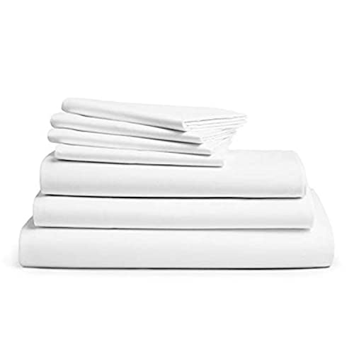 Brooklinen Luxury Sateen Sheet Set - 7 Piece 100% Cotton Bed Sheets - 1 Fitted & 1 Flat Sheet, 4 Pillowcases, 1 Duvet Cover, Soft Sateen Sheets for Ultimate Comfort Twin - White