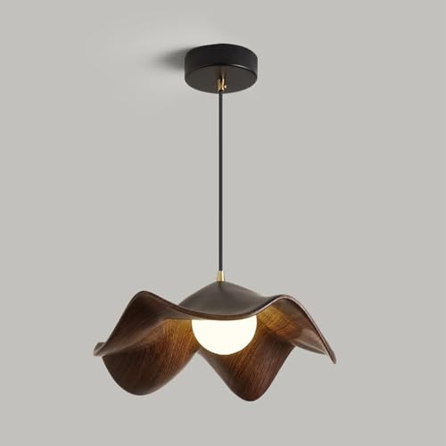 FPLNMRD Nordic Creative Resin Lotus Leaf Chandelier Japanese Wave Linear Lamp G9 Wood Grain Bedroom Lamp is Suitable for Country Houses, bedrooms, Living Rooms and Dining Rooms