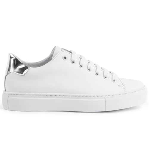 Image of Sneakers | 100% Made in Italy White Sneakers - Real Italian Leather Tennis Shoes - Casual Dress for Walking, Work and Daily Wear - Comfortable, Lightweight, Everyday Fashion Footwear
