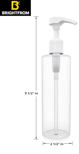 BRIGHTFROM Empty Lotion Pump Bottles 16 OZ, BPA-Free Refillable Containers, Plastic PET, Great for - Soap, Shampoo, Lotions, Liquid Body Soap, Creams and Massage Oil's, 2 Pack (White Pump)3