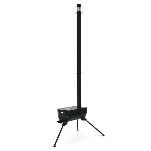 UNISTRENGH Folding Camp Tent Stove Portable Wood Stove for Ice-fishing, Shelter, Camping and Cooking (Black)