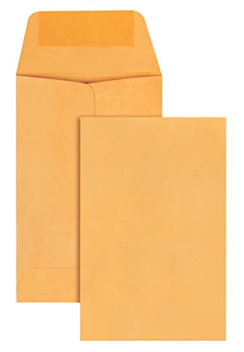 #1 Coin And Small Parts Envelope With Gummed Flap For Home Or Office Use, 28 Lb. Brown Kraft, 2-1/4 X 3-1/2, 500 Per Box (50162) #TOP4