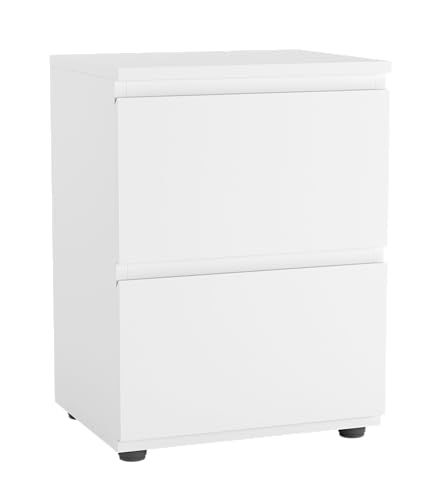 URBNLIVING 2 Drawer Wooden Bedroom Bedside Cabinet No Handle Storage Nightstand Side Table