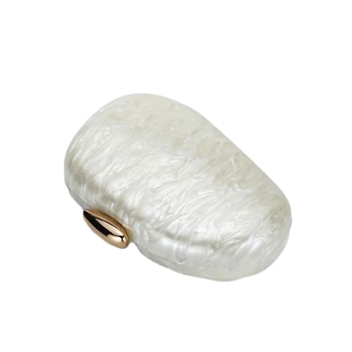 Image of Women Elegant Acrylic Stone Shape Chain Crossbody Bag Chic Marble Shell Purse Wedding Handbag for Banquet Party