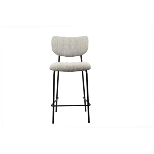 Sedia Da Banco Ventura – Tessuto Grigio Chiaro – Piedi In Metallo Nero – Altezza 97 Cm – Stile Design/Industriale - 5