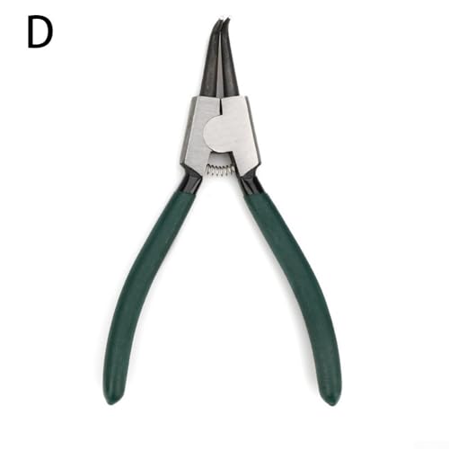Gdfnmogo Set di pinze per anelli di sicurezza interni ed esterni, 17,8 cm, ganasce dritte e piegate per clip di fissaggio, in acciaio al carbonio con manici morbidi, confezione da 4 (D)