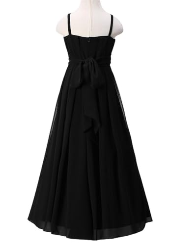 Flower Girls Dresses Junior Bridesmaids Camisole Girls Elegant Ruffle Chiffon Ankle Length4