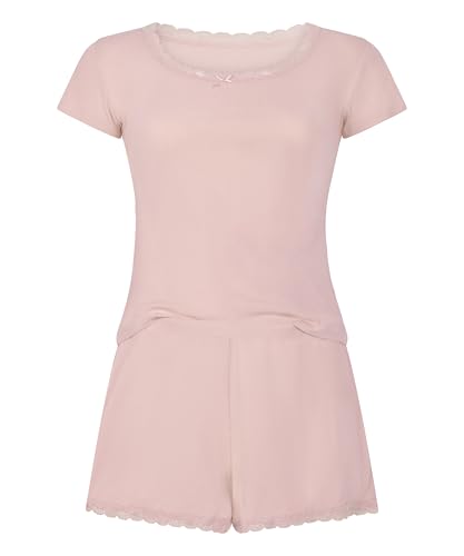 Hunkemöller Geripptes Pyjamaset mit Spitze