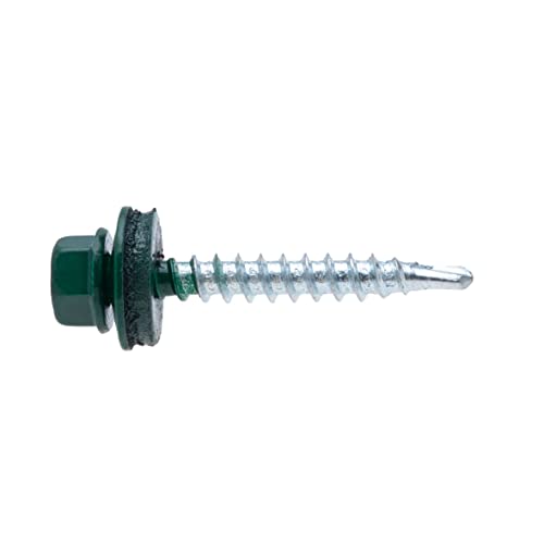 4.8 mm x 25 mm Roofing Screws, Hex Head Self-Drilling Color (RAL 6005 Moss Green) Roof Screws with EPDM Sealed Washer - Image 4
