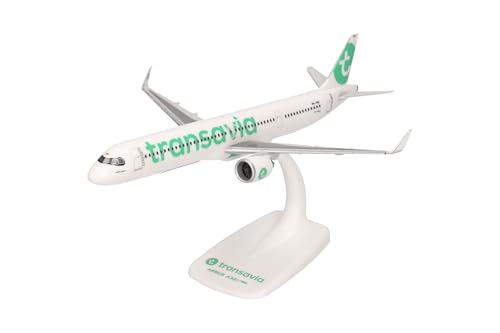 Herpa Avion Miniature Snap-Fit Transavia Airbus A321neo - PH-YHZ, Miniature à l'échelle 1:200, pièce de Collection, modèle avec Support, Plastique