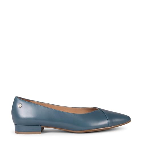 miMaO Zapatos Bajos Elegantes con Escote Cruzado y Piel Azul, EU 39