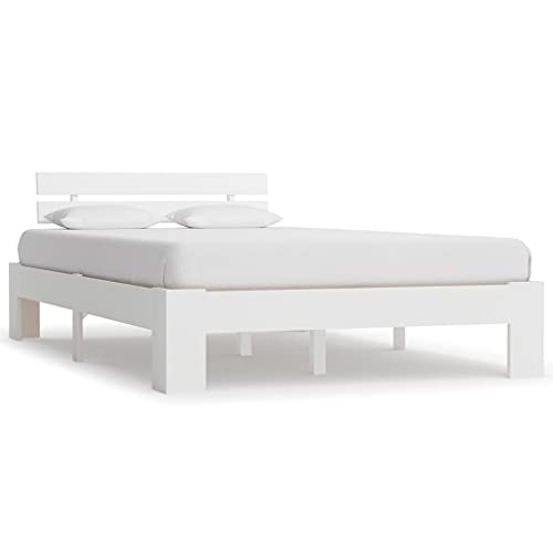 Woonisher Estructura de Cama con LED Cuero Sintético Gris Blanco 180x200 cm, Diseño de Lujo con Luz, Cabecero Mullido, Control Remoto para LED, Tapizada en Cuero Sintético, Fácil Montaje