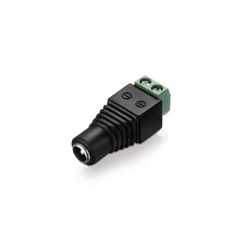 conecto, Barrel Plug Adapter, Low Voltage Adapter, 5.5 x 2.1 mm Barrel Socket to Two-Pole Terminal Block, Black