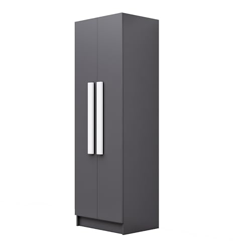 Image of Bniture Wooden Almirah for Clothes, Door for Bedroom, 2 Door Wardrobe with 4 Shelves Huge Storage Space (46D x 60W x 182H CM) | 3 Year Warranty (Slate Grey)