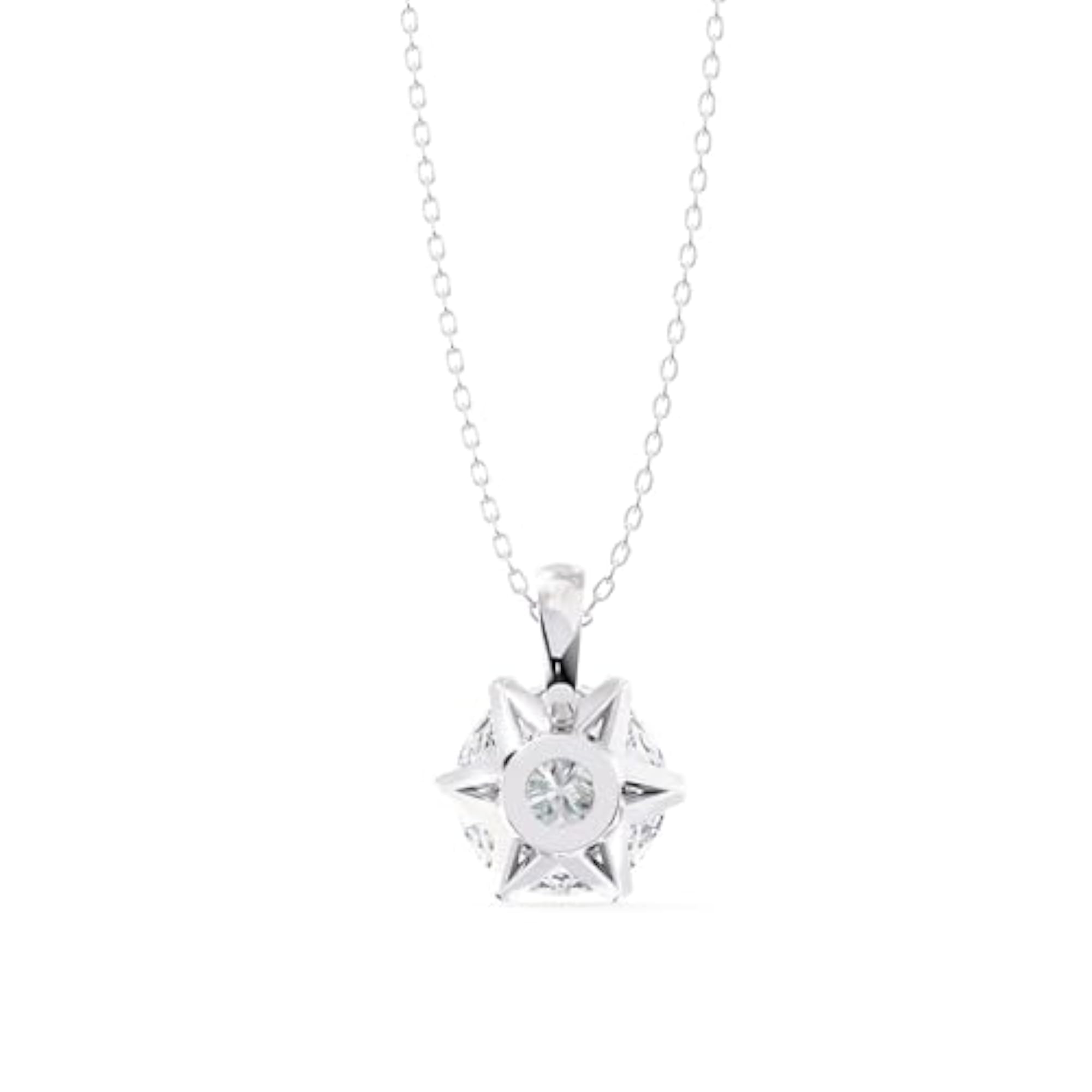 925 Silver Sparkling Zirconia Pendant, Rhodium Plated