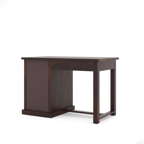 Image of Solid Sheesham Wooden Study Table & Desk with Drawer for Office and Home | Computer Laptop Table | Reading & Writing Desk | Laptop Desk (Walnut B)
