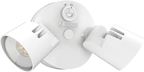 Lithonia Lighting HomeGuard 2-Light LED Outdoor Flood Lights, Outdoor LED Lights, Dusk to Dawn Sensor, Adjustable Lumens, 4000K Cool White, Round Heads, White (HGX LED 2RH ALO 40K 120 PE WH M2)