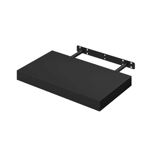 WOLTU Etagere Murale, Etagere, Étagère Murale Bois pour Salon, Cuisine, Chambre, Salle de Bain 40x22.9x3.8cm, Noir RG9372sz