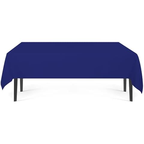 Cotton Clinic Rectangle Tablecloth 60 x 84 Inch - Washable 100% Cotton Table Cloth - Heavy Duty Fabric Table Cover for Dining Table, Everyday Use, Buffet Parties and Camping - Navy Blue Cover