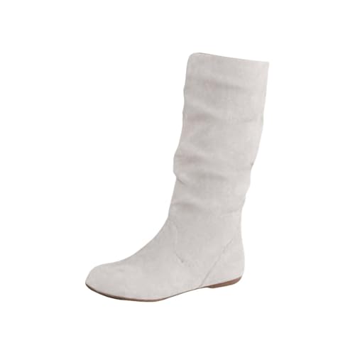 Generisch Bottines pour femme - Élégantes - En daim - Pointues - Style médiéval - Bottes mi-hautes - Bottes western - Bottes de transition, Blanc., 38 EU