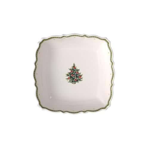 Villeroy & Boch serving bowl, material: hard porcelain, size: 17 cm x 17 cm x 6 cm, colour: white, red