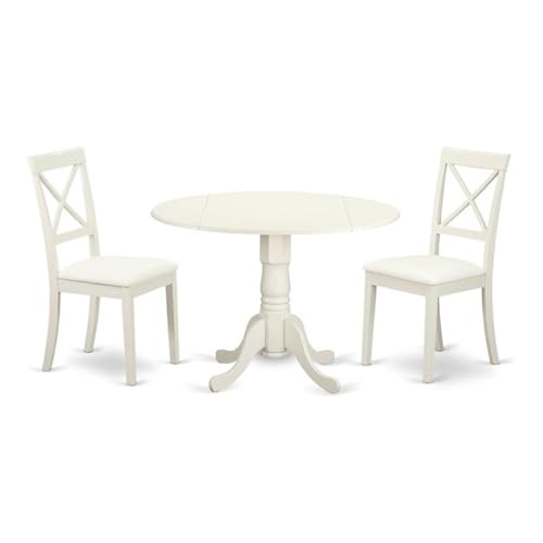 East West Furniture DLBO3-LWH-LC 3 Piece Modern Dining Table Set