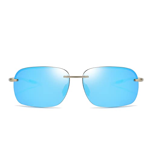 Image of FONHCOO Polarized Sports Sunglasses UV Protection for Men Women Rimless Frame for Cycling Fishing Driving