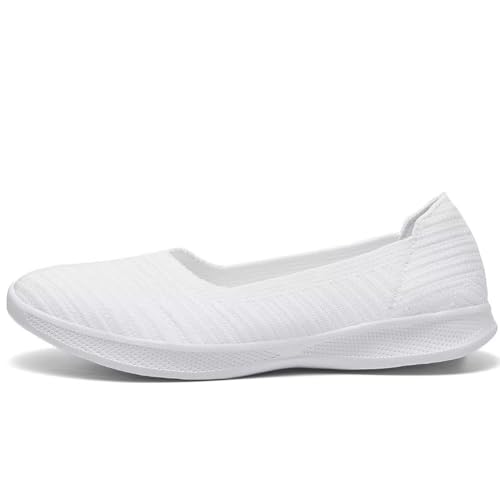 konhill Women's Slip on Loafers - Comfy Walking Tennis Low-Top Ballet Flat Nurse Shoes Casual Sneakers3