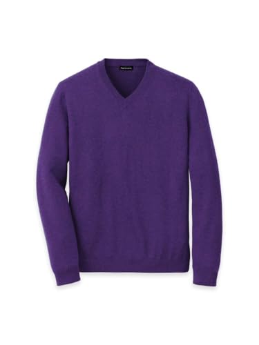 Paul Fredrick Men's Supima Cotton V-Neck Sweater Purple Large