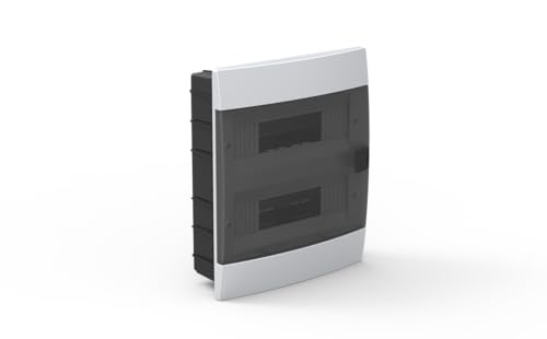 Caja de distribución empotrar 24 elementos, compatible con diversos tipos de circuitos, ideal para instalaciones eléctricas y conexiones seguras.