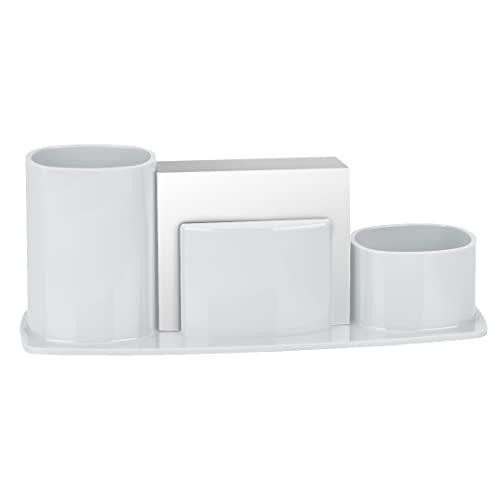 Porta Lápis Clips e Papel Lembrete Millennium (Papel Branco Incluso), Acrimet, (Cor Branco)