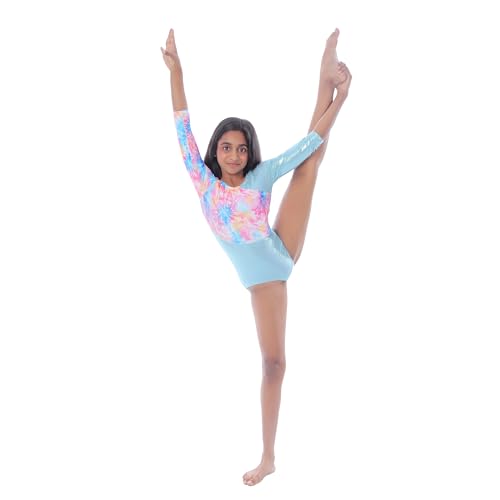 Image of IKAANYA Girls or Women Full Sleeves Rhinestones Leotard - Ideal for Gymnastics, Dance, Yoga, Acrobatics or Performance (Toddlers, Kids, Adults)