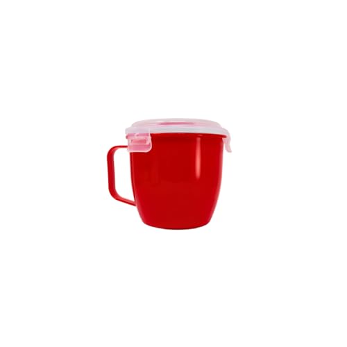 Taza térmica con tapa, apta para microondas, con tapa de clic, a prueba de fugas, 700 ml, con tapa, sin BPA, apta para lavavajillas, apta para microondas, color rojo