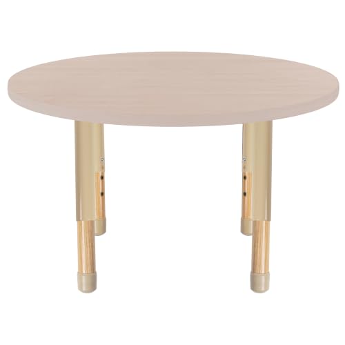 Image of 36 inch x 36 inch Round Kids Classroom Table with Adjustable Chunky Wood Legs