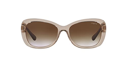 Vogue Eyewear Women's VO2943SB Butterfly Sunglasses, Transparent Light Brown/Brown Gradient, 55 mm
