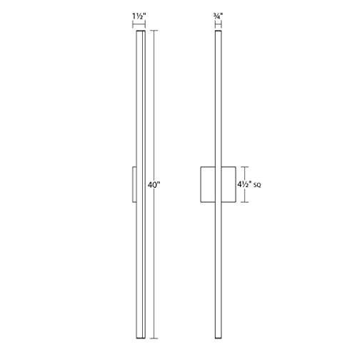 Image of Sonneman Modern Lighting 2772.16 Stix 1-Light LED Linear Vanity Lighting Fixture for Bathroom, Installs Horizontal or Vertical - 3000K - 40 inch - Bright Satin Aluminum