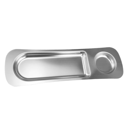 Garneck Snack Plate Snack Cheese Restaurant French Fries Dish Sushi Dipping Tray Japanese Soy Dishes Fruit Tray Chip and Dip Tray Convenient Chips Plate Plates Stainless Steel Silver