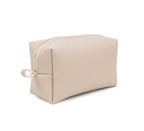 Makeup Bag for Women – Travel Cosmetic Organizer with Soft Vegan Leather – Bridesmaid Gift, Toiletry Pouch for Daily Use (Beige)3