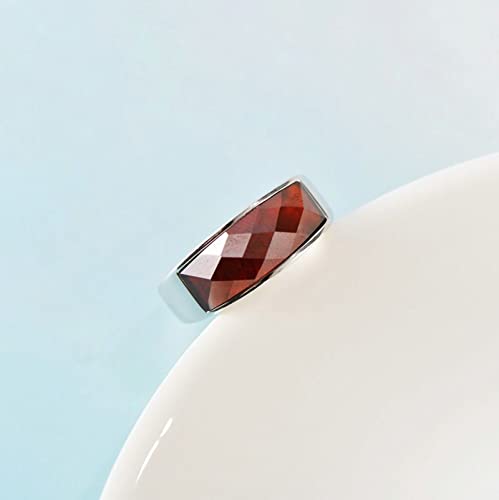 Musihy Simple Silver Rings For Women, Sterling Silver Vintage Style Band Ring Garnet Ring Silver Size 7 #TOP1
