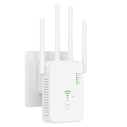 WLAN Verstärker, WLAN Repeater 1200Mbit/s, WLAN verstark mit 4-Antennen-Technologie | Flächendeckendes Dual-Band-WiFi 2....
