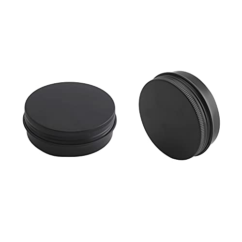 Image of Othmro 6pcs 2oz Metal Round Tins Aluminum Tin Cans Containers with Screw Lid, 68 * 25mm(DxH) Black tin cans for Salve, Spices, Lip Balm, Tea or Candies 60ml