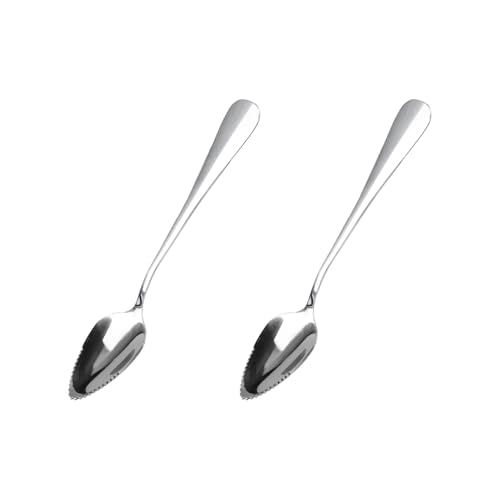 Bojueshaw 2pcs Grapefruit Spoons,Stainless Steel Dessert Spoon with Serrated Cut,Kitchen Tool for Kiwi,Dessert,Apple,Citrus Fruit