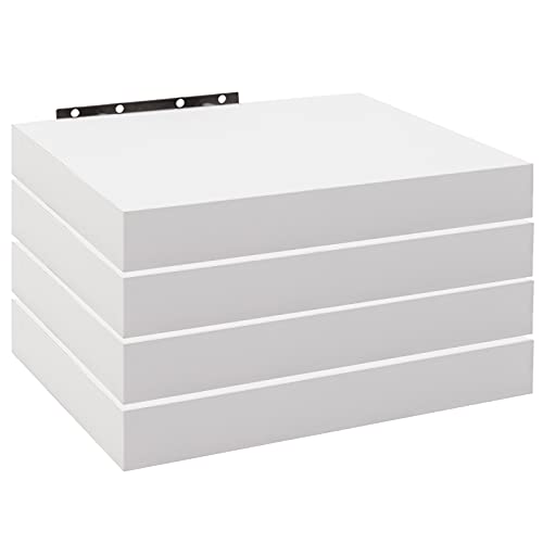 WOLTU Wandregal 4 Stück Set Wandboard Bücherregal Regale für Deko Wandablagen aus MDF Holz,Hängeregal Weiss,25x22.9x3.8cm,RG9365ws-4