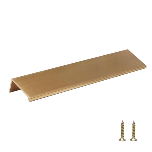 Image of Rergy 30 Pack 6-1 /4 inch Cabinet Pulls Champagne Bronze Finger Pulls | Aluminum Alloy Champagne Gold Edge Pulls Modern Cabinet Handles for Kitchen, Cupboard, Drawers, Dressers, Screws Included