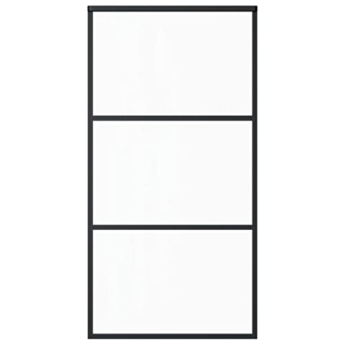 vidaXL Puerta Corredera de Vidrio y Aluminio Negra 102x205 cm