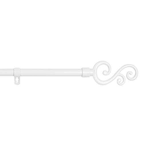 MERCURY TEXTIL-Barra Sencilla Forja Universal Extensible,Barra de Cortinas Decorativa Extensible (Blanco, 120-210cm Forma S)