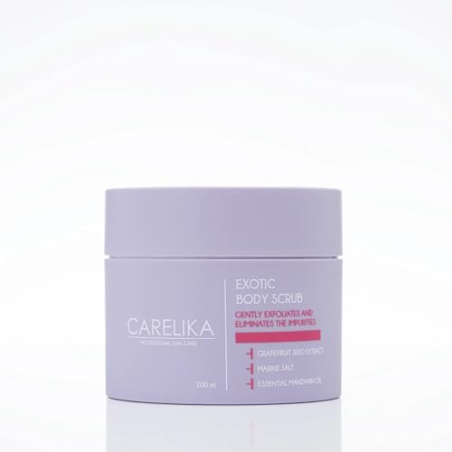 Carelika Exotic Body Scrub with Grapefruit Extract – Citrus Fragrance Exfoliating & Hydrating Formula – Smooth & Refresh Dull Skin – 200ml